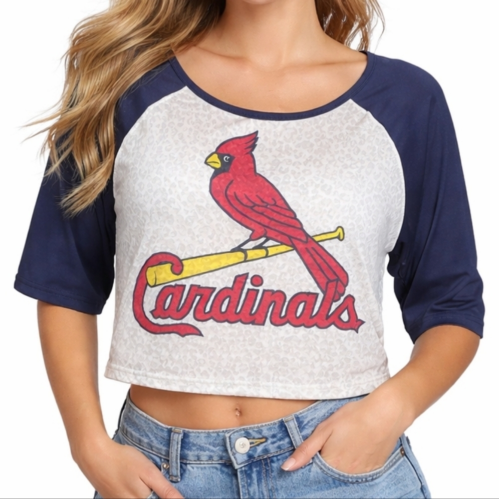 PINK Victoria’s Secret St Louis Cardinals Sheer Leopard Top Womens M MLB